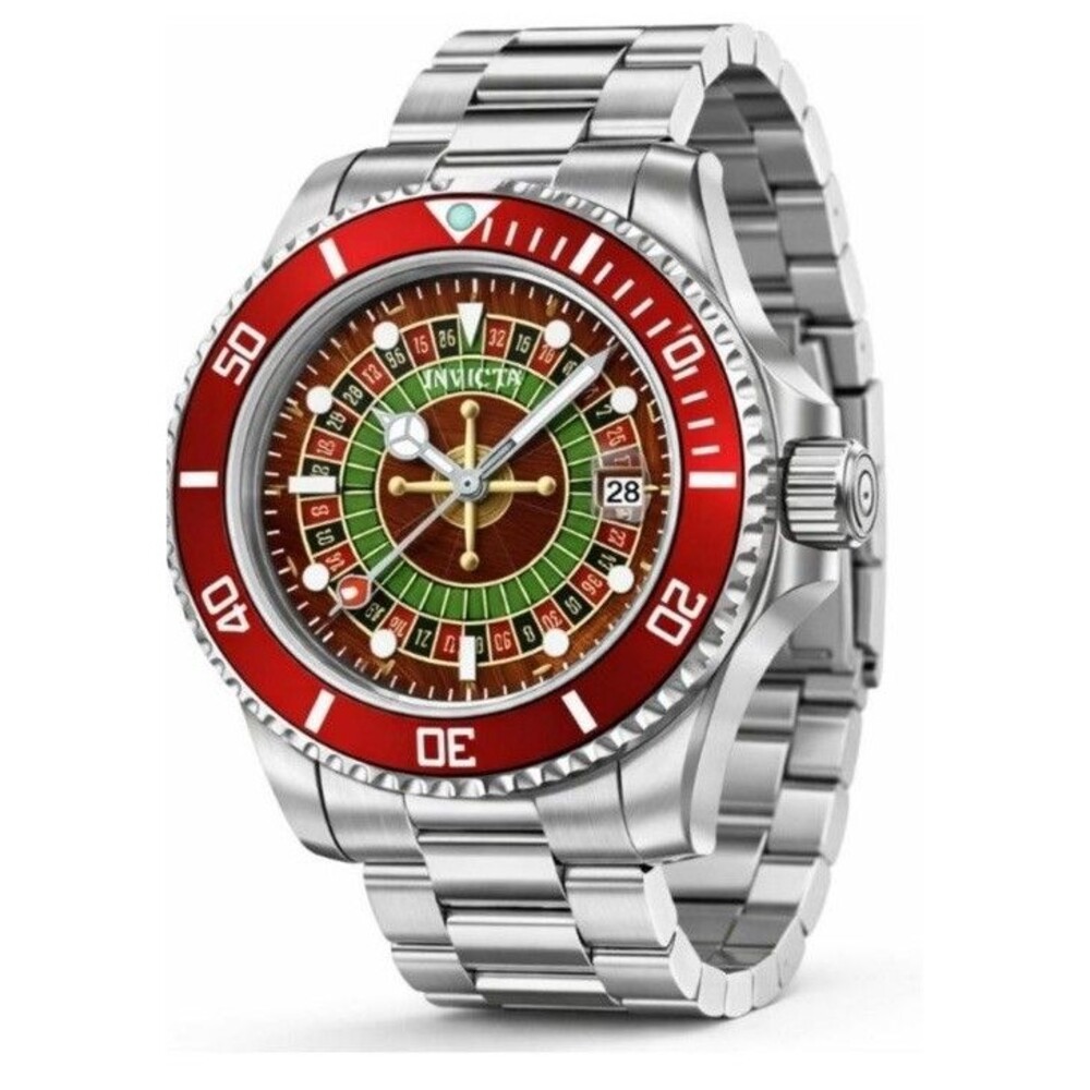 Mens Invicta Roulette Pro Diver House of Cards 40mm Watch Stainless Steele Band